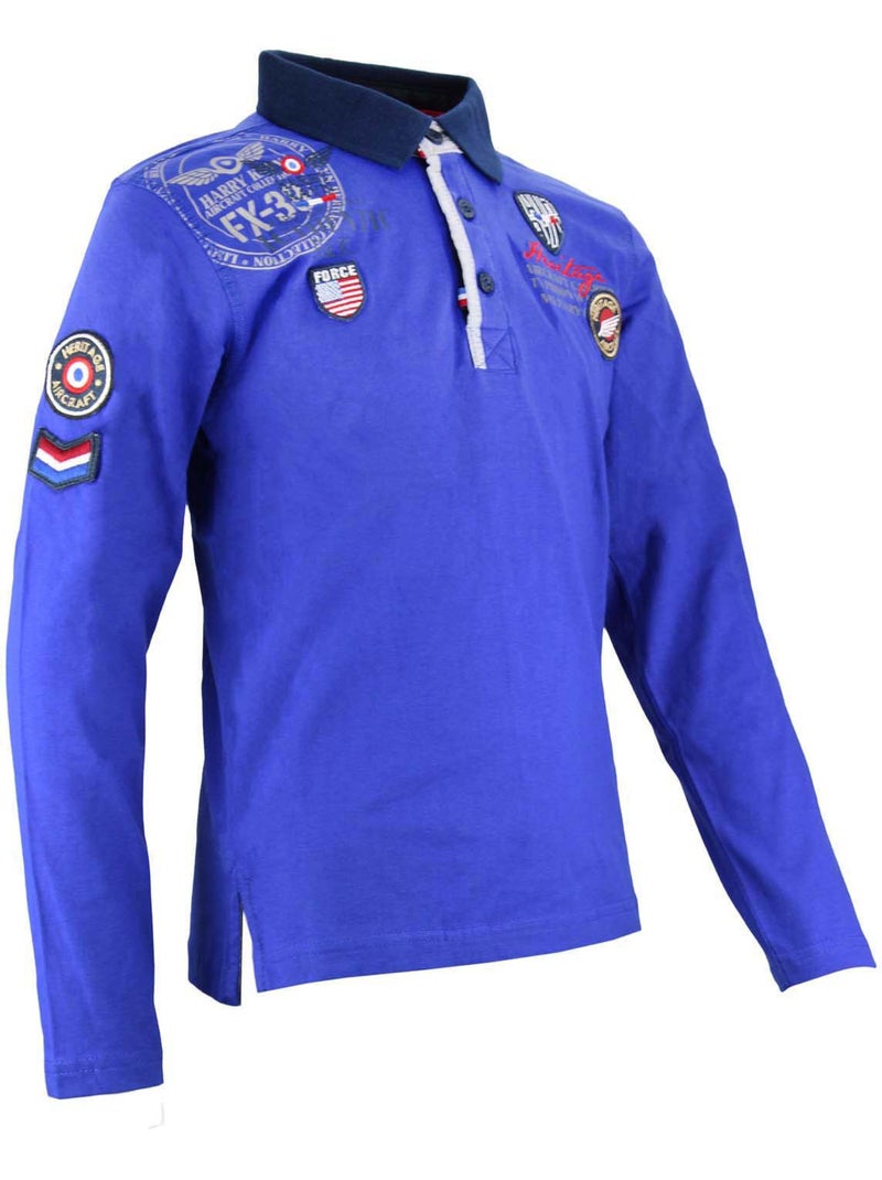 Polo manches longues garçon ECEGAM - HARRY KAYN Bleu - Kiabi
