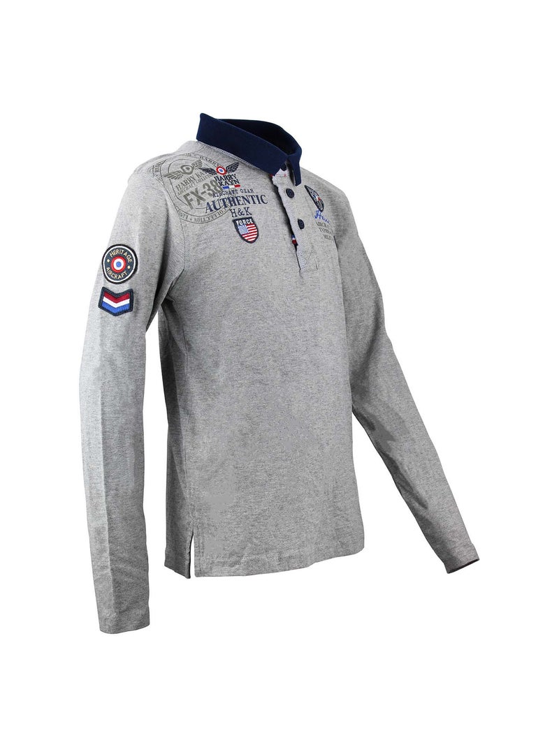 Polo manches longues garçon ECEGAM - HARRY KAYN Gris - Kiabi