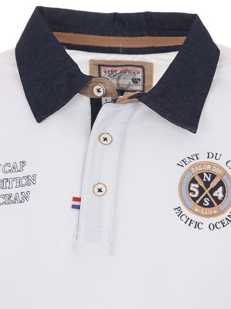 Polo manches longues garçon ECENICE - VENT DU CAP Blanc - Kiabi