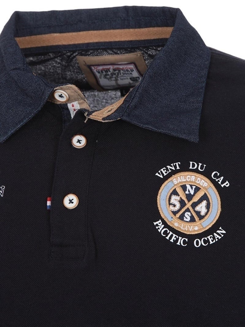 Polo manches longues garçon ECENICE - VENT DU CAP Bleu marine - Kiabi