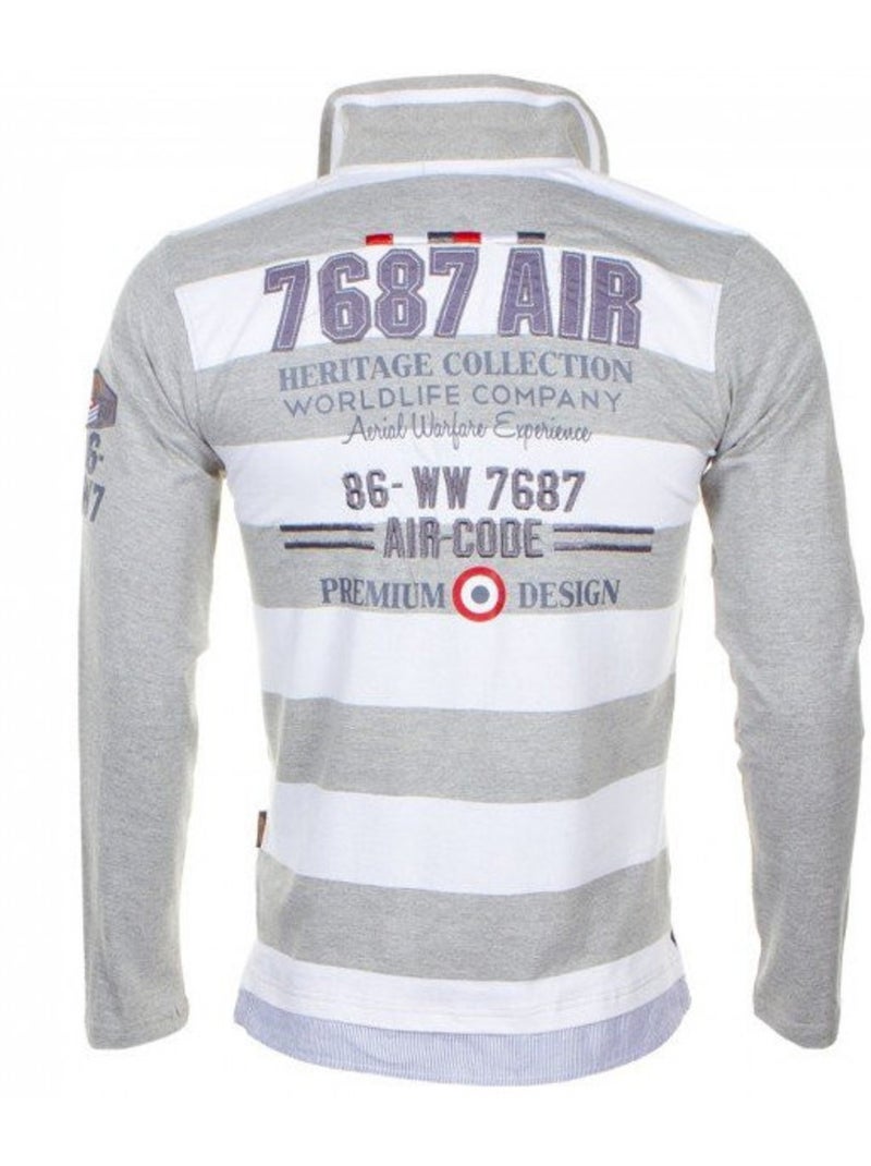 Polo manches longues garçon ECHAGOR - HARRY KAYN Gris Blanc - Kiabi