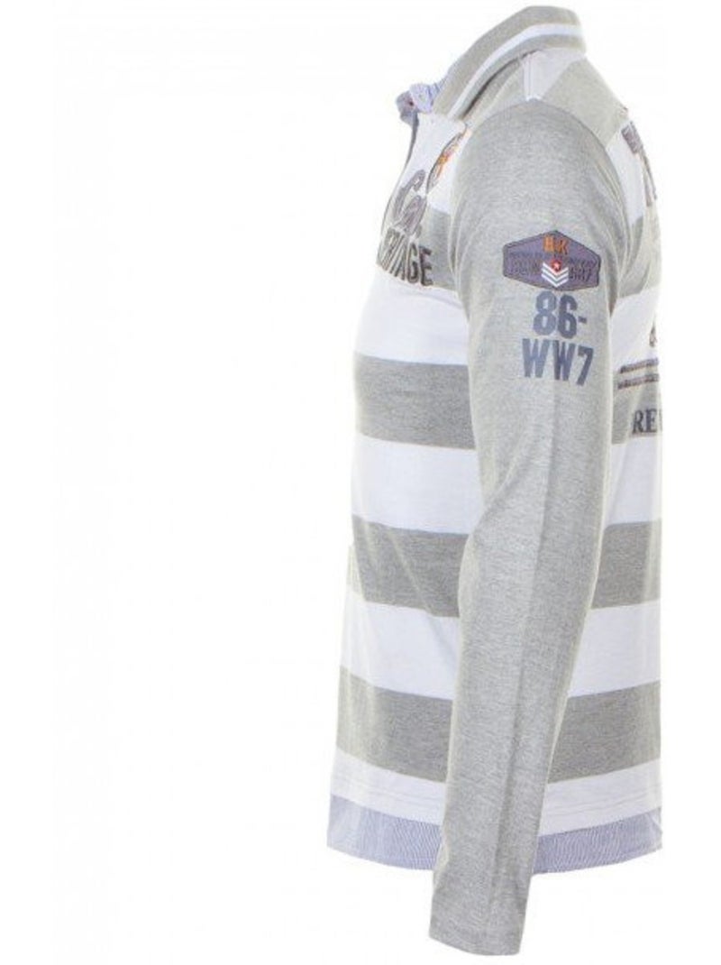 Polo manches longues garçon ECHAGOR - HARRY KAYN Gris Blanc - Kiabi