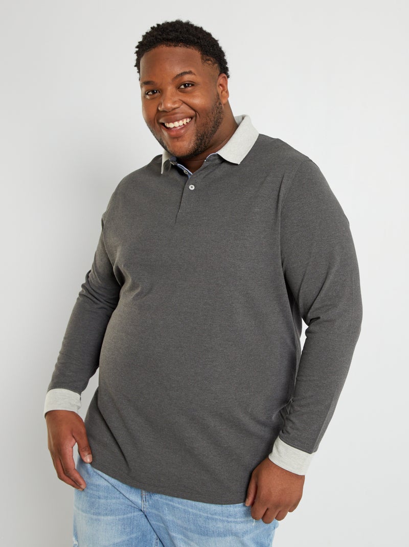 Polo manches longues Gris - Kiabi