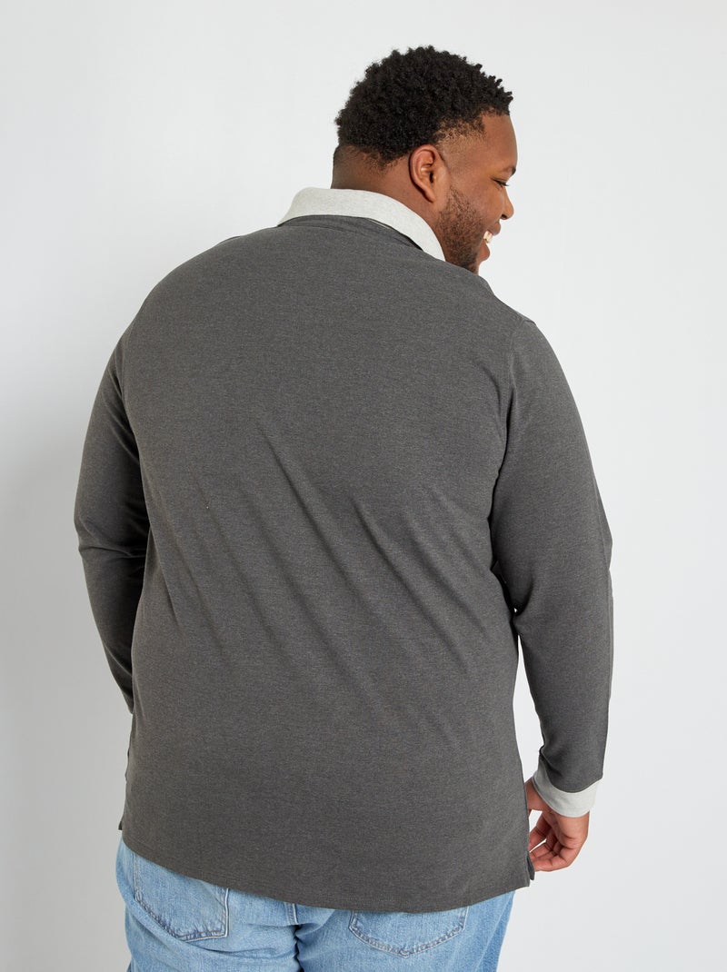 Polo manches longues Gris - Kiabi