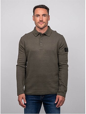 Polo manches longues maille gaufrée coton parlito