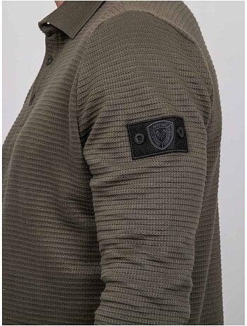Polo manches longues maille gaufrée coton parlito