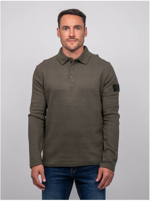 Polo manches longues maille gaufrée coton parlito - Kiabi