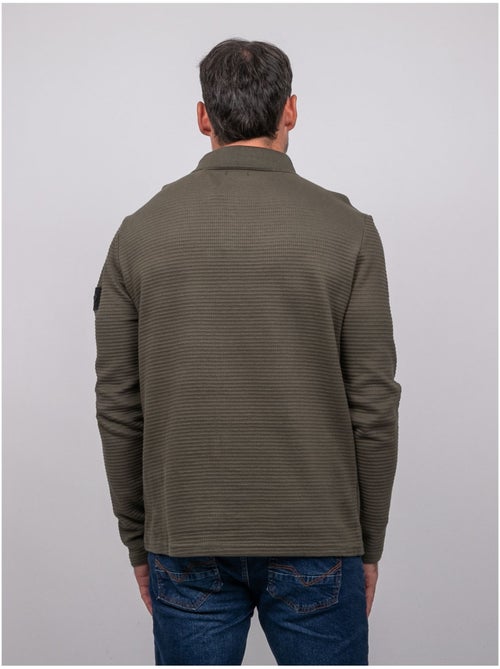 Polo manches longues maille gaufrée coton parlito - Kiabi