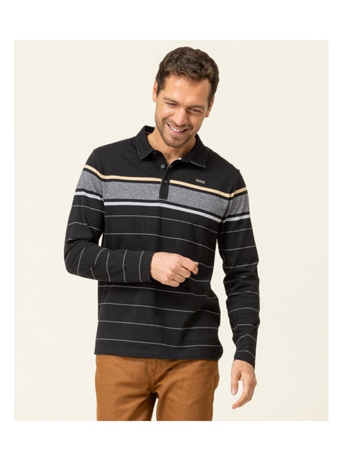 Polo manches longues noir Homme - Kiabi
