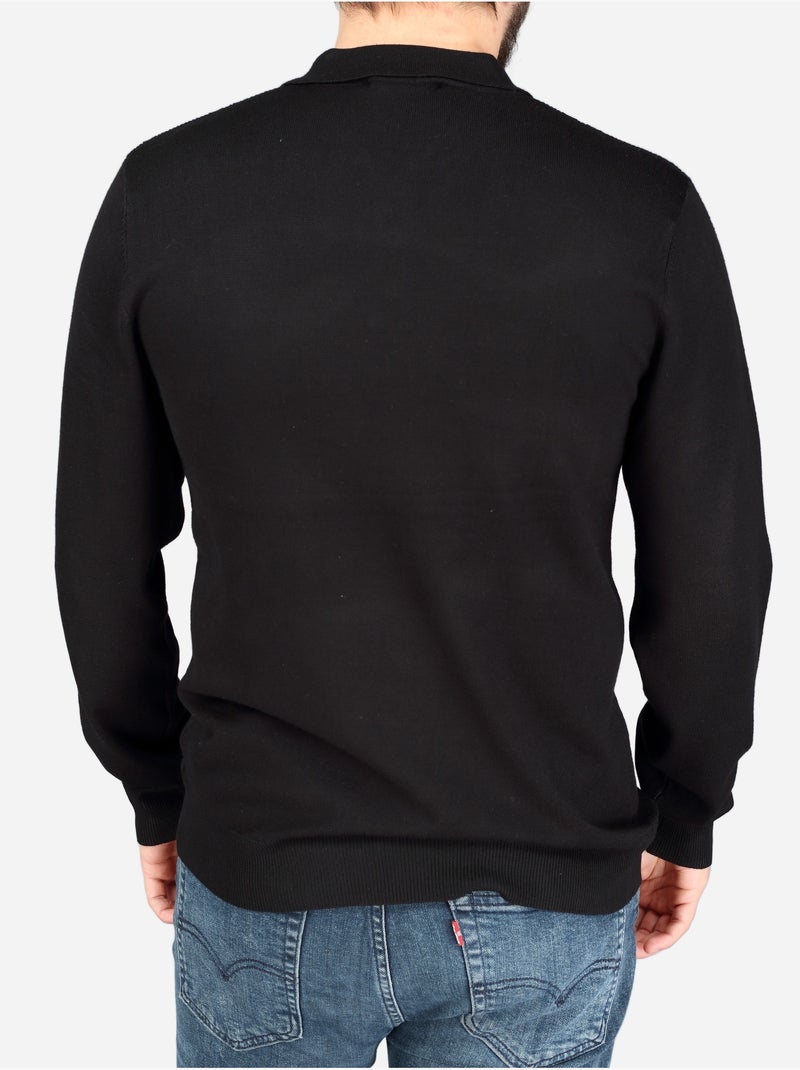 Polo manches longues Noir - Kiabi