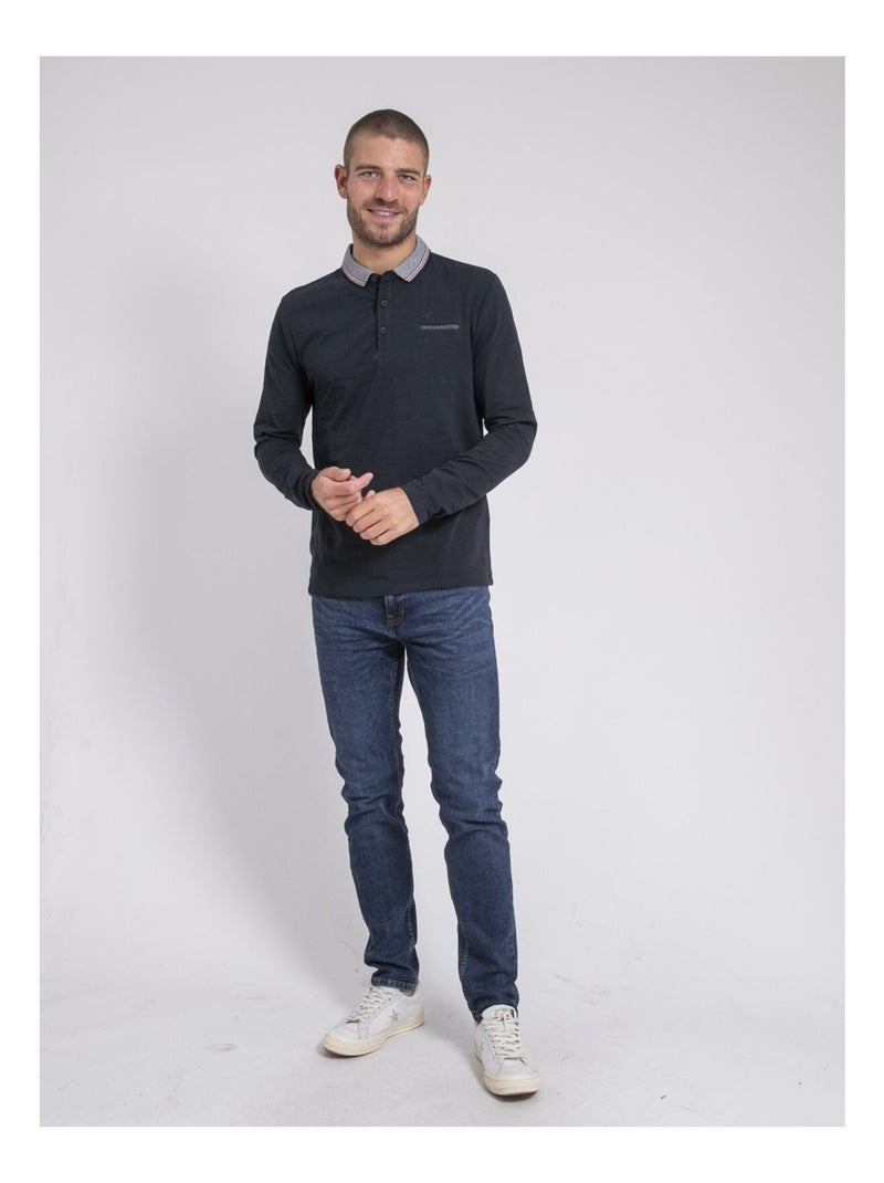 Polo manches longues PARILAKO Bleu marine - Kiabi