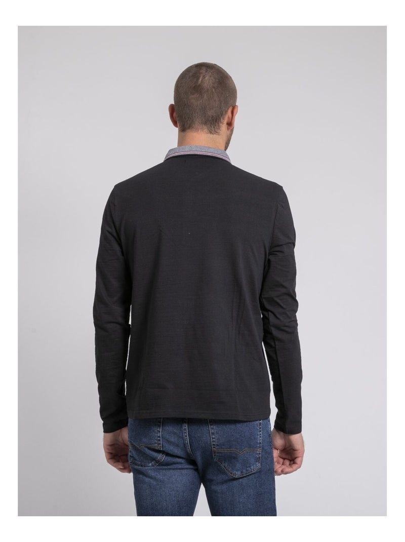 Polo manches longues PARILAKO Noir - Kiabi