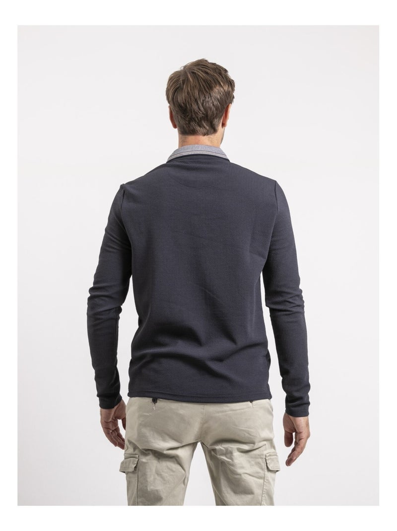 Polo manches longues PAVELON Bleu marine - Kiabi