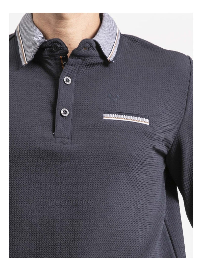 Polo manches longues PAVELON Bleu marine - Kiabi