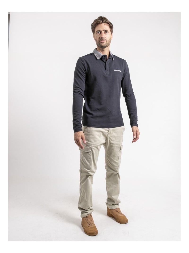 Polo manches longues PAVELON Bleu marine - Kiabi