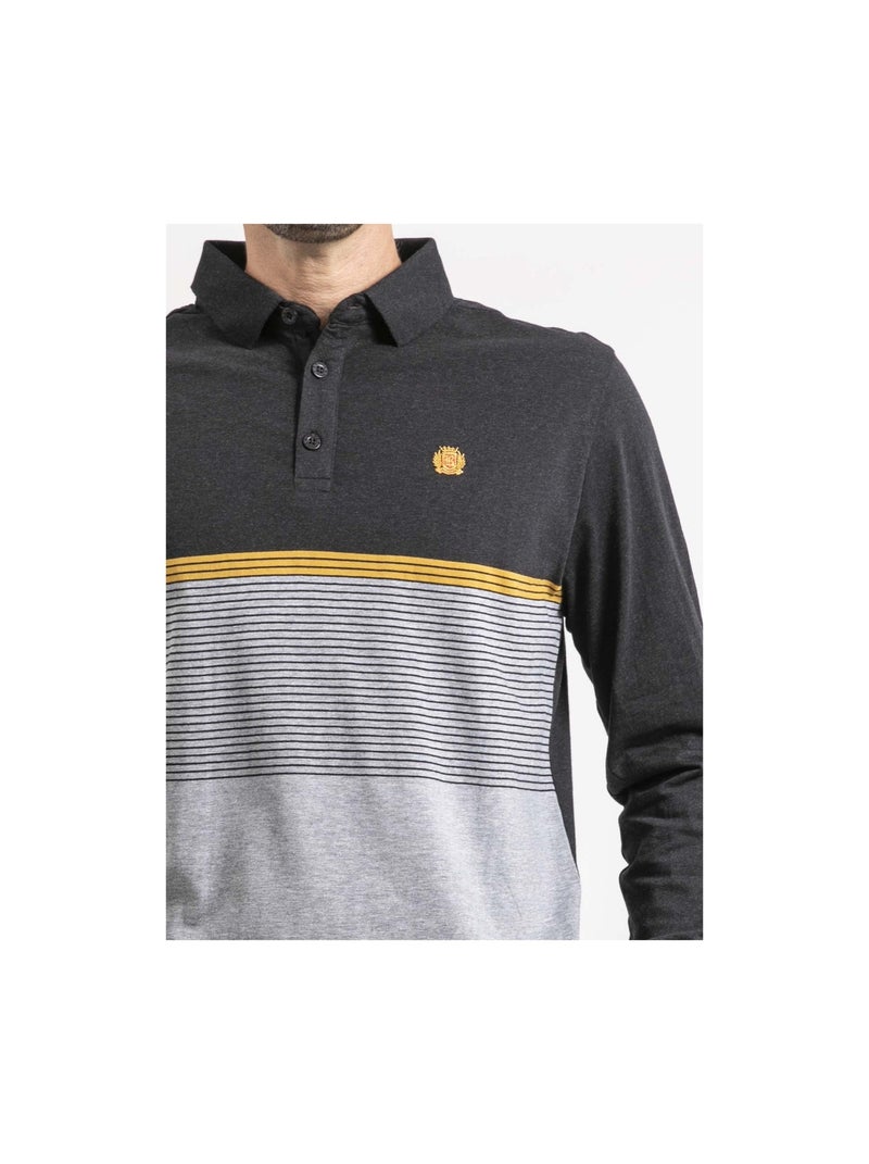 Polo manches longues PILITARE gris anthracite - Kiabi