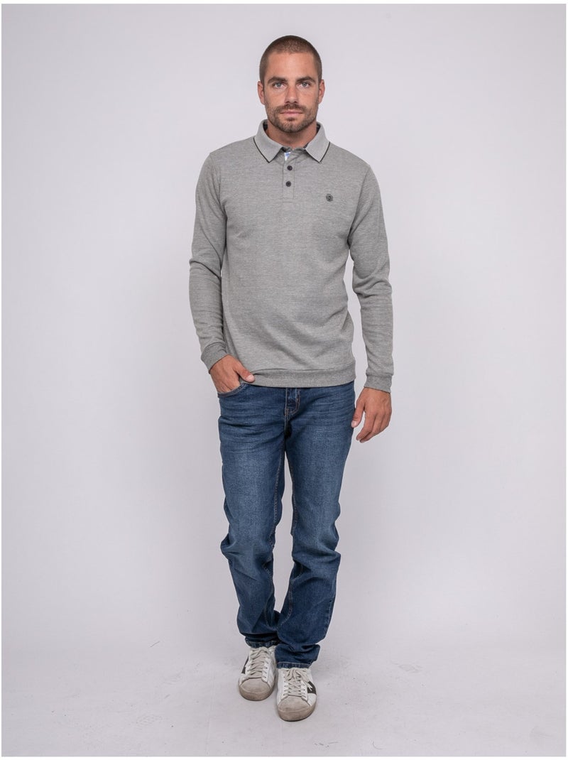 Polo manches longues pilocook Gris - Kiabi