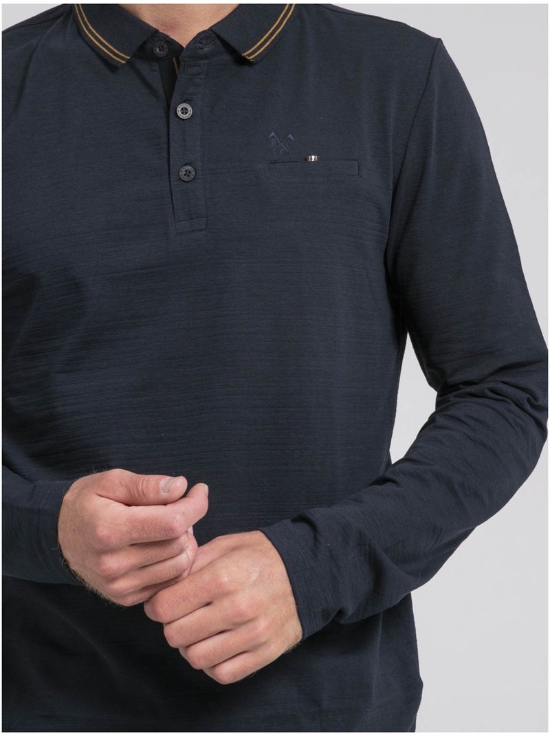 Polo manches longues POMAFIX Bleu marine - Kiabi