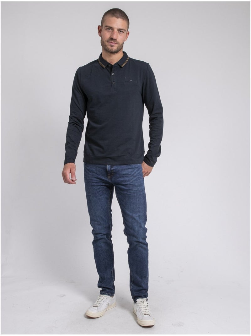 Polo manches longues POMAFIX Bleu marine - Kiabi