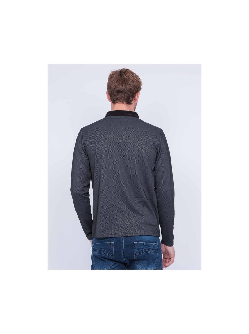 Polo manches longues pur coton PALFRED Noir - Kiabi