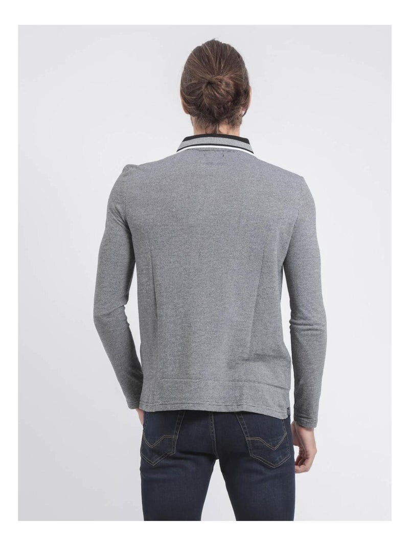 Polo manches longues pur coton PAMELVINE Noir - Kiabi