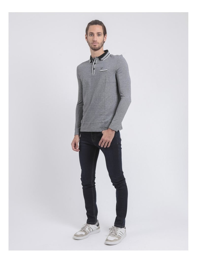 Polo manches longues pur coton PAMELVINE Noir - Kiabi