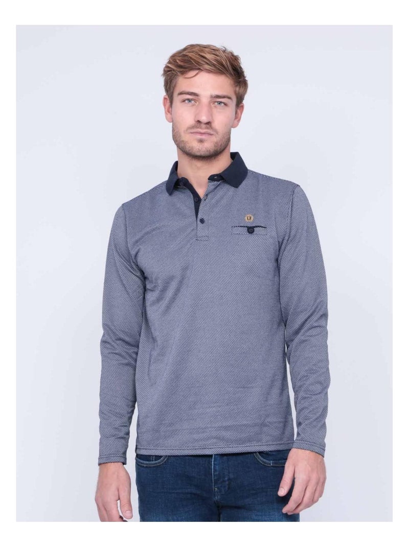 Polo manches longues pur coton PEPETO Bleu marine - Kiabi