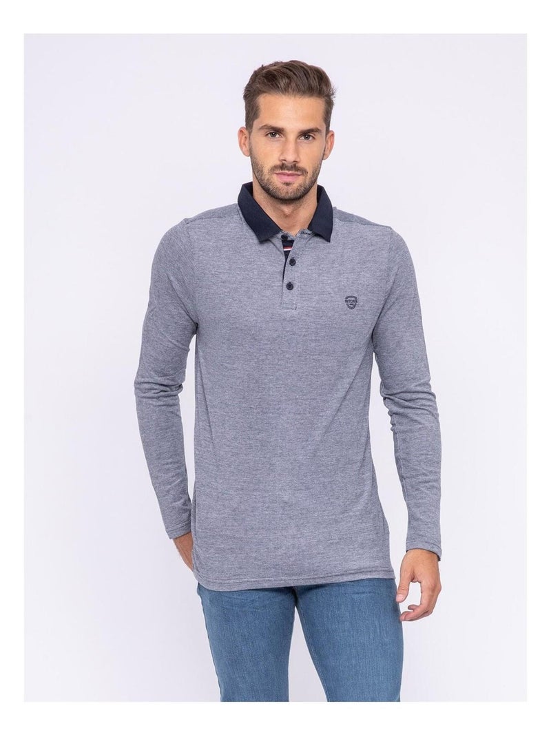 Polo manches longues pur coton PIRATE Bleu marine - Kiabi