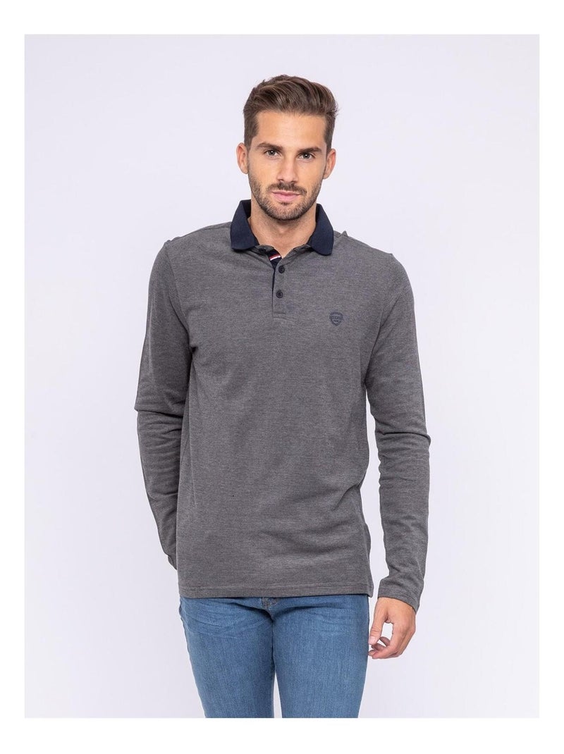 Polo manches longues pur coton PIRATE Noir - Kiabi