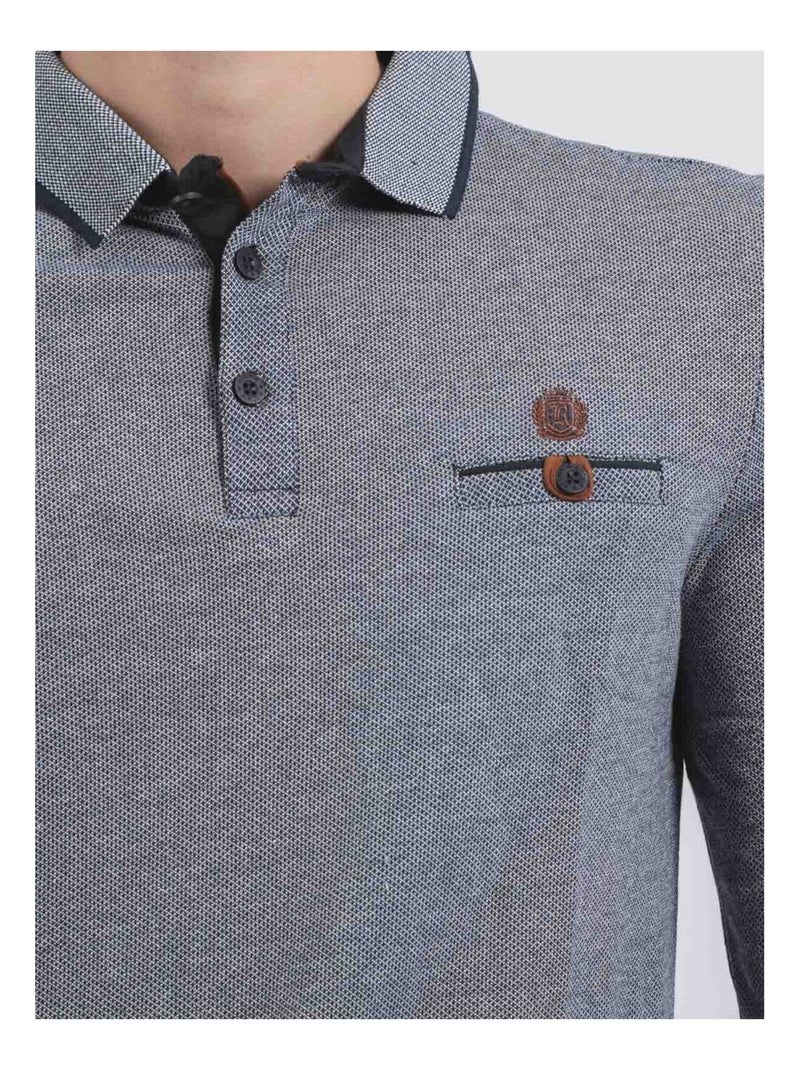 Polo manches longues pur coton PIWANGA Bleu marine - Kiabi