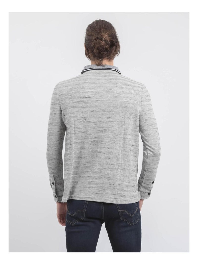 Polo manches longues pur coton PLAMOTO Ecru - Kiabi