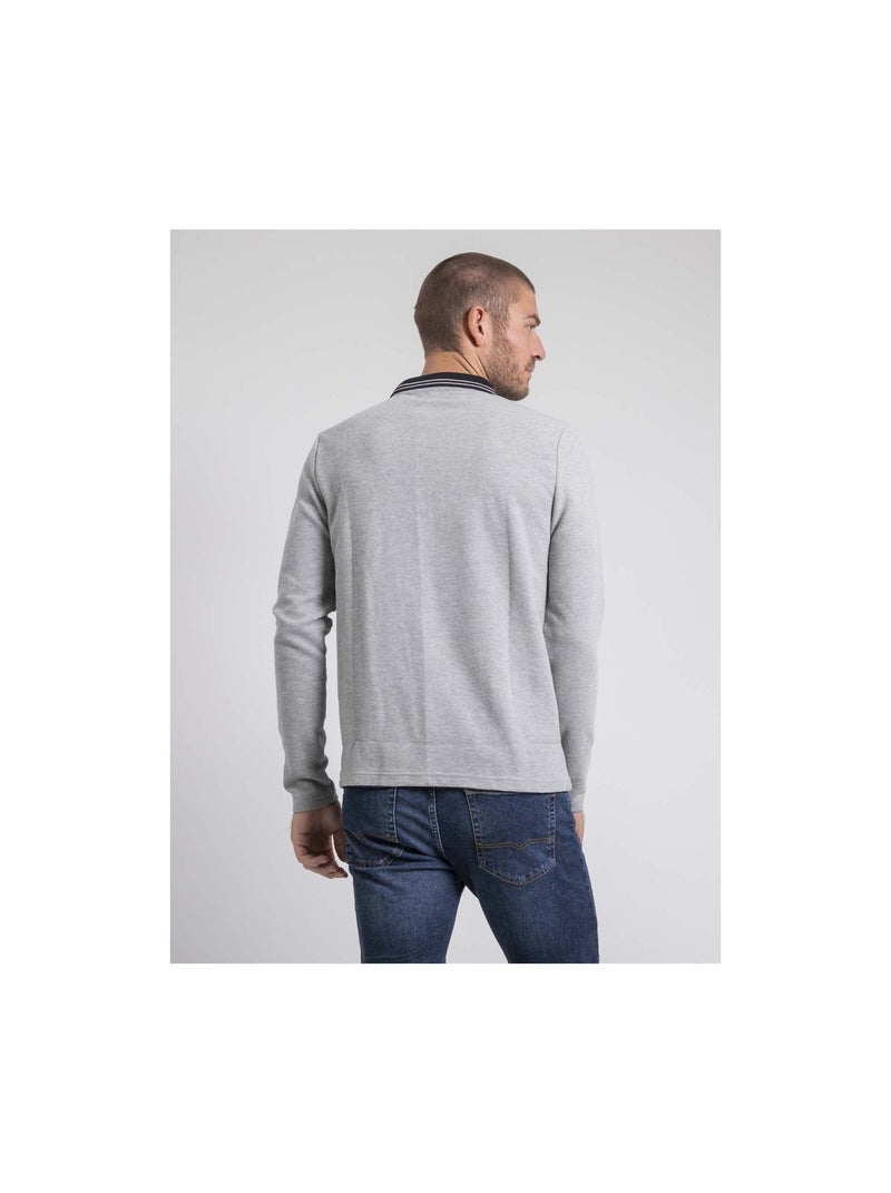 Polo manches longues pur coton POMEDUSE Gris - Kiabi