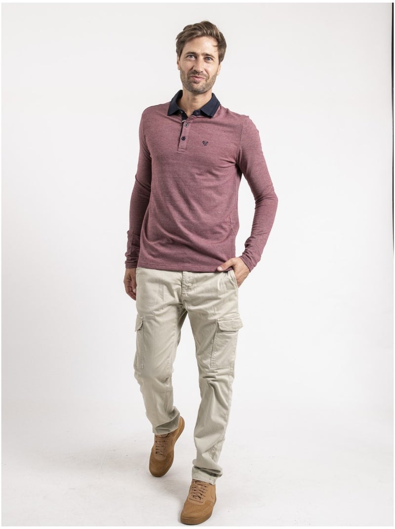 Polo manches longues pur coton POUMIX Bordeaux - Kiabi