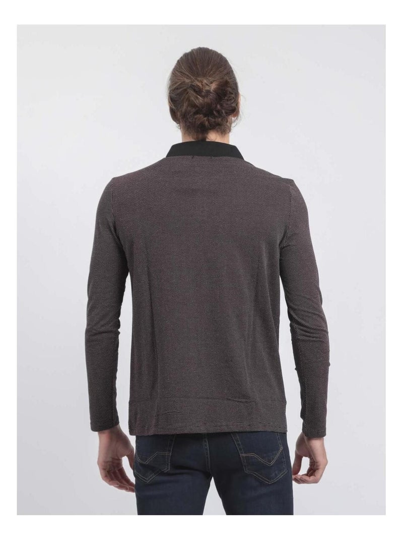 Polo manches longues pur coton PRALONG Noir - Kiabi