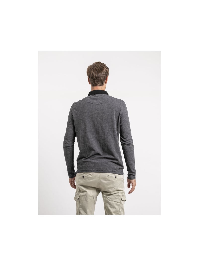 Polo manches longues pur coton PUNCH Noir - Kiabi