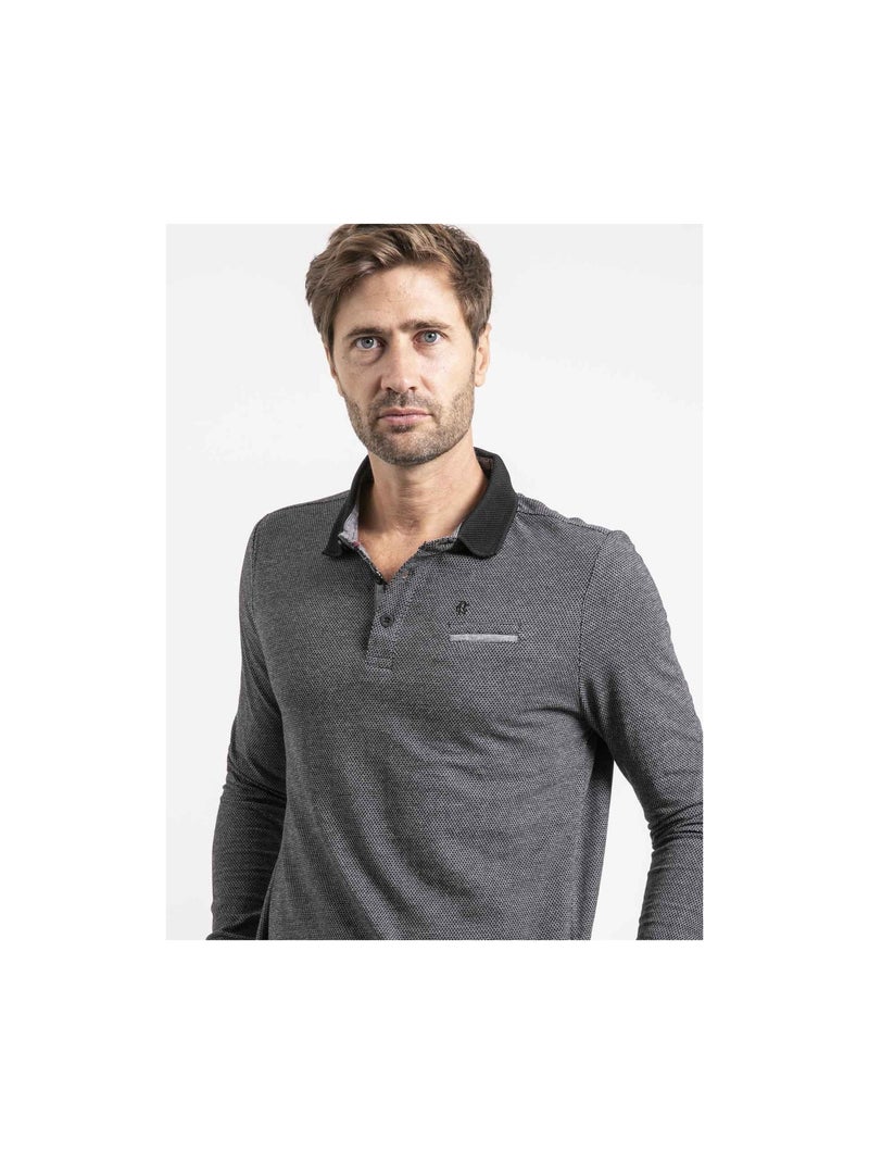 Polo manches longues pur coton PUNCH Noir - Kiabi
