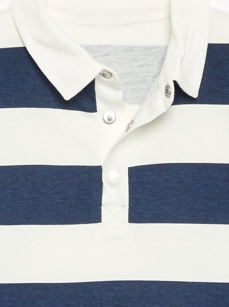 Polo manches longues rayé - collection facile à enfiler Bleu - Kiabi