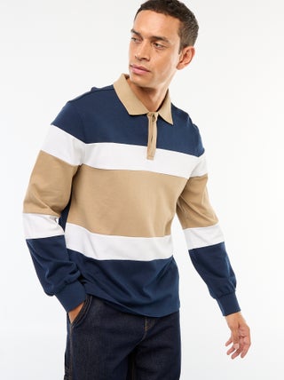 Polo manches longues style rugby esprit colorblock