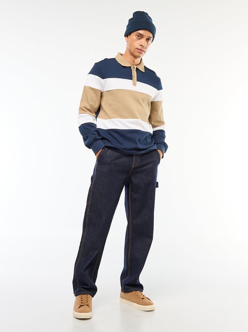 Polo manches longues style rugby esprit colorblock - Kiabi