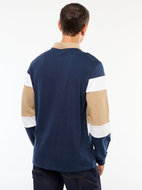 Polo manches longues style rugby esprit colorblock - Kiabi