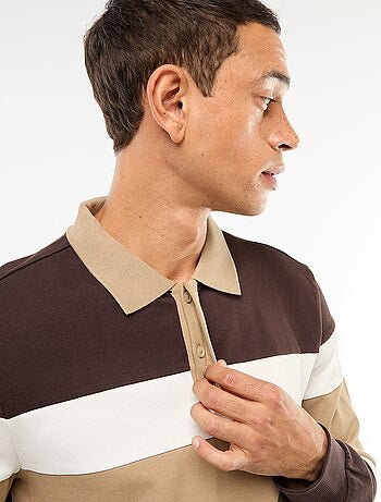 Polo manches longues style rugby esprit colorblock