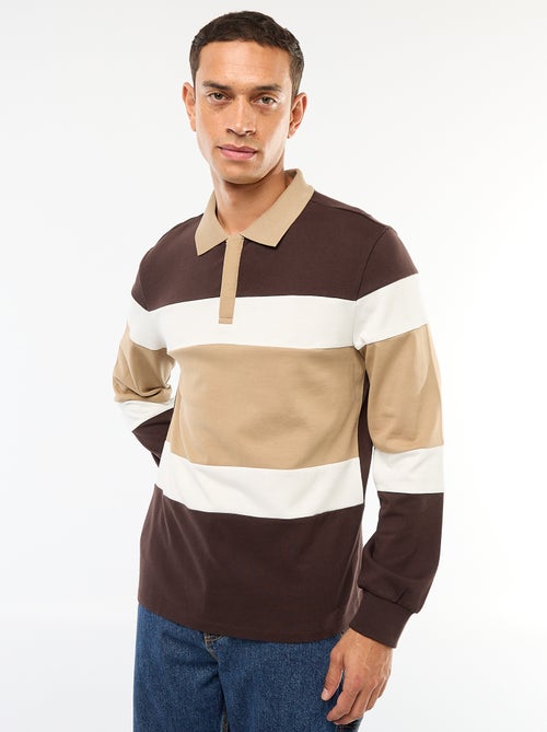 Polo manches longues style rugby esprit colorblock - Kiabi