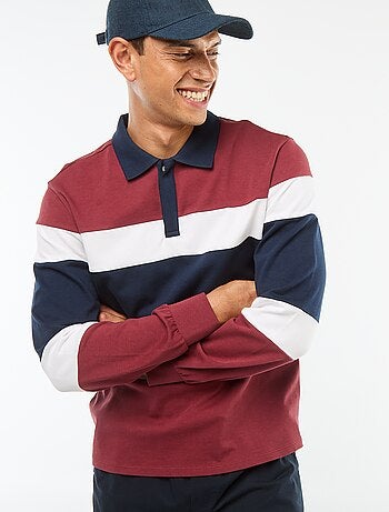 Polo manches longues style rugby esprit colorblock