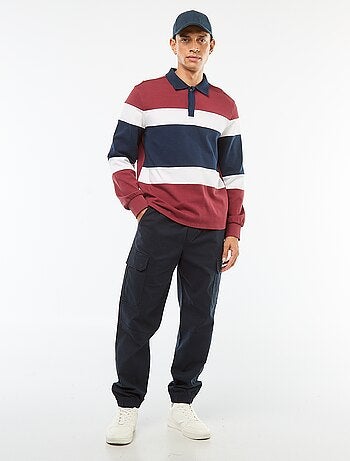 Polo manches longues style rugby esprit colorblock