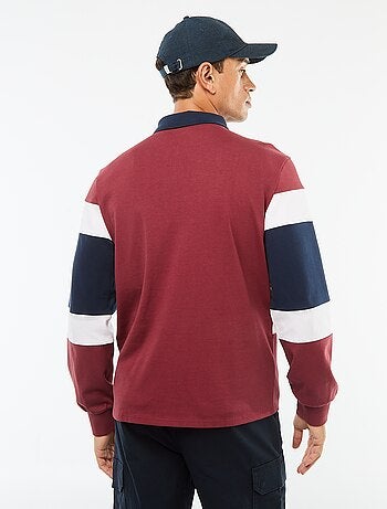 Polo manches longues style rugby esprit colorblock
