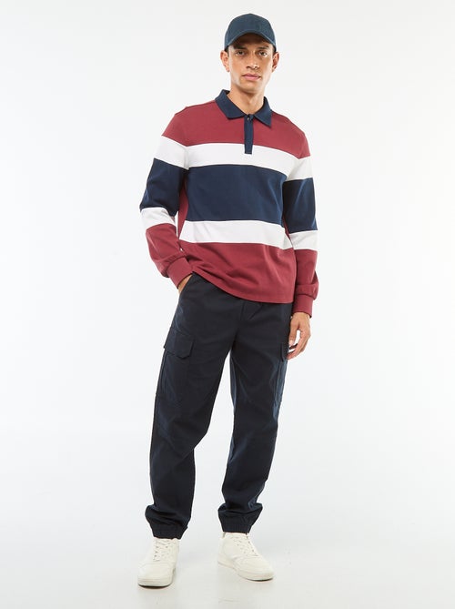 Polo manches longues style rugby esprit colorblock - Kiabi