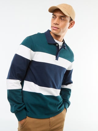 Polo manches longues style rugby esprit colorblock