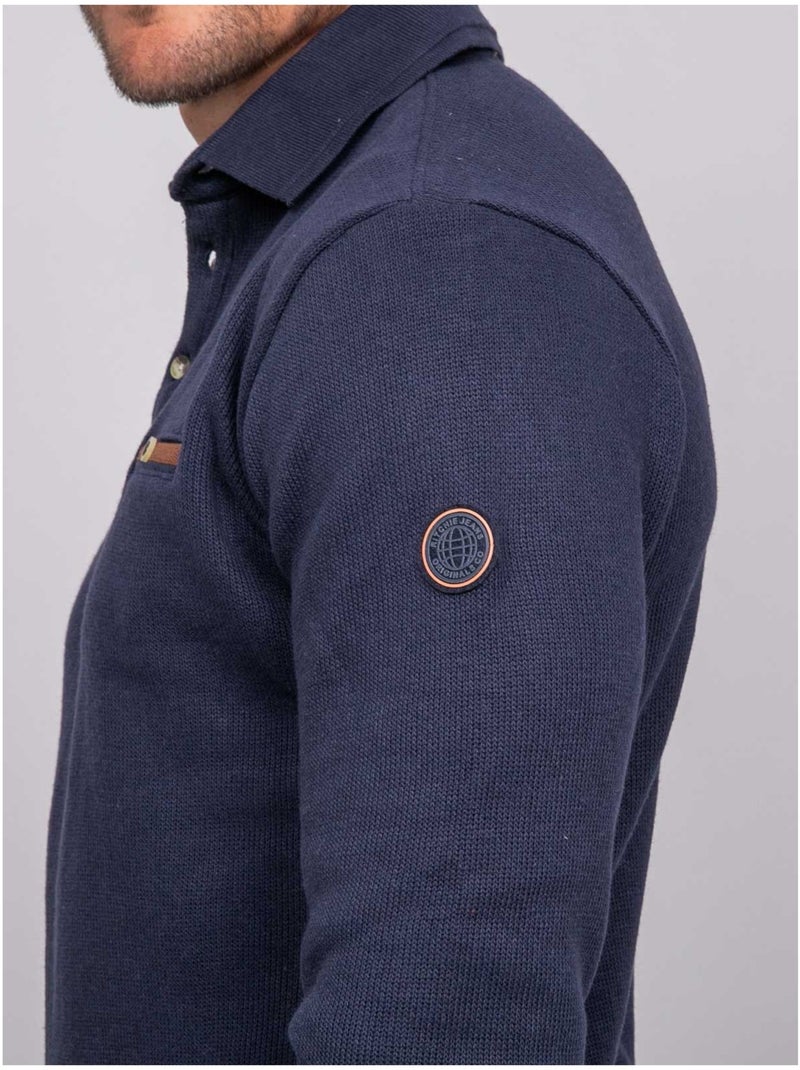 Polo manches longues wiritix Bleu marine - Kiabi