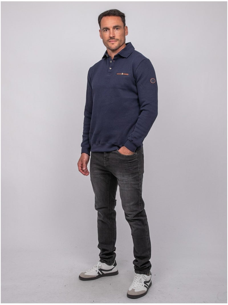 Polo manches longues wiritix Bleu marine - Kiabi