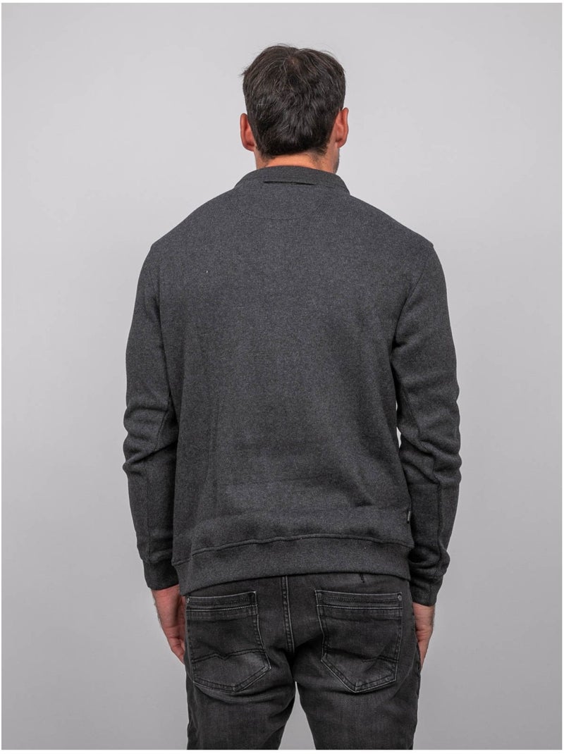 Polo manches longues wiritix gris anthracite - Kiabi